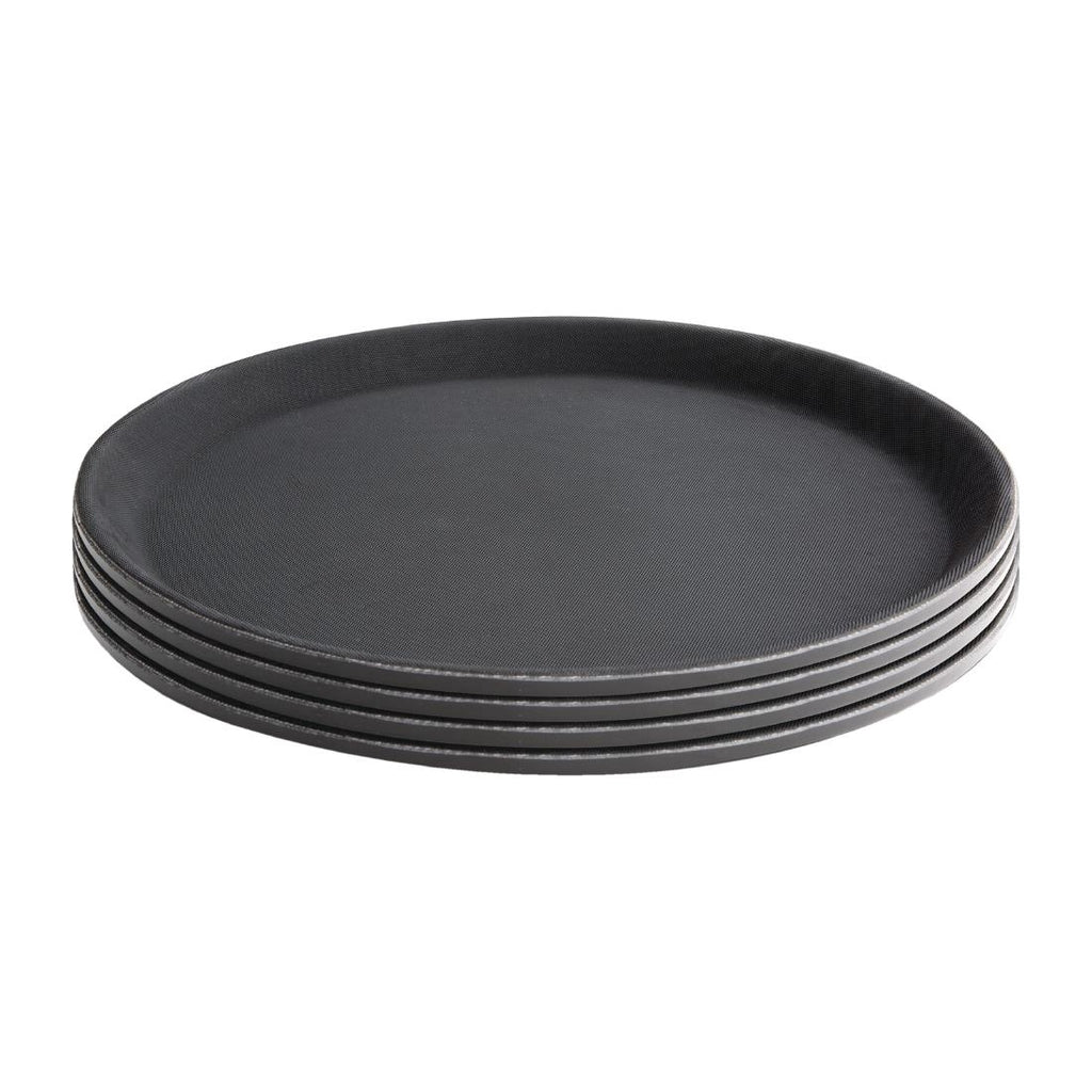Olympia Kristallon Polypropylene Round Non-Slip Tray Black 280mm by Olympia - Lordwell Catering Equipment