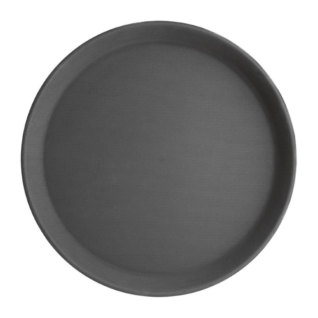 Olympia Kristallon Polypropylene Round Non-Slip Tray Black 280mm by Olympia - Lordwell Catering Equipment
