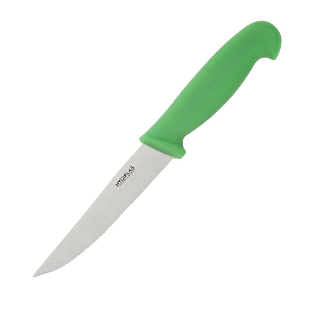 Hygiplas Serrated Vegetable Knife Green 10cm by Hygiplas - Lordwell Catering Equipment