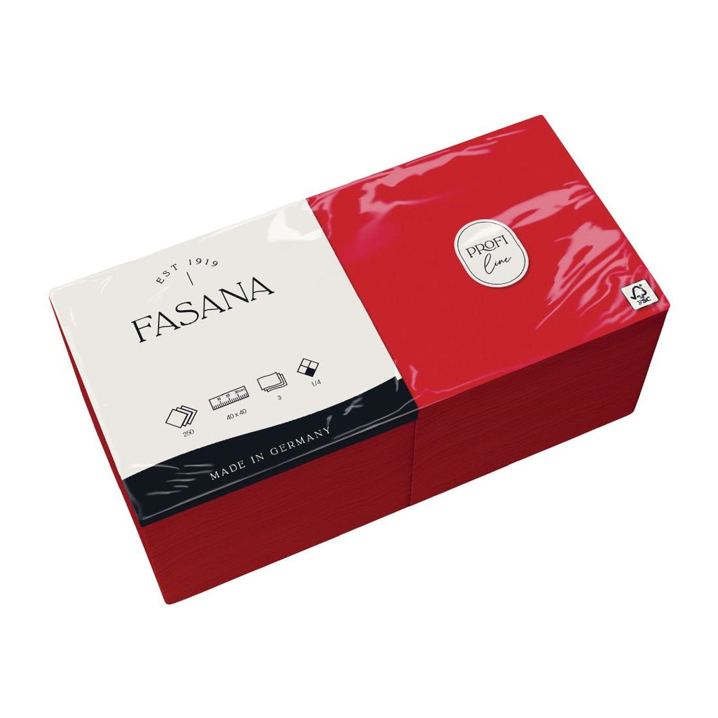 Fasana Dinner Napkin Red 40x40cm 3ply 1/4 Fold (Pack of 1000) by Fasana - Lordwell Catering Equipment