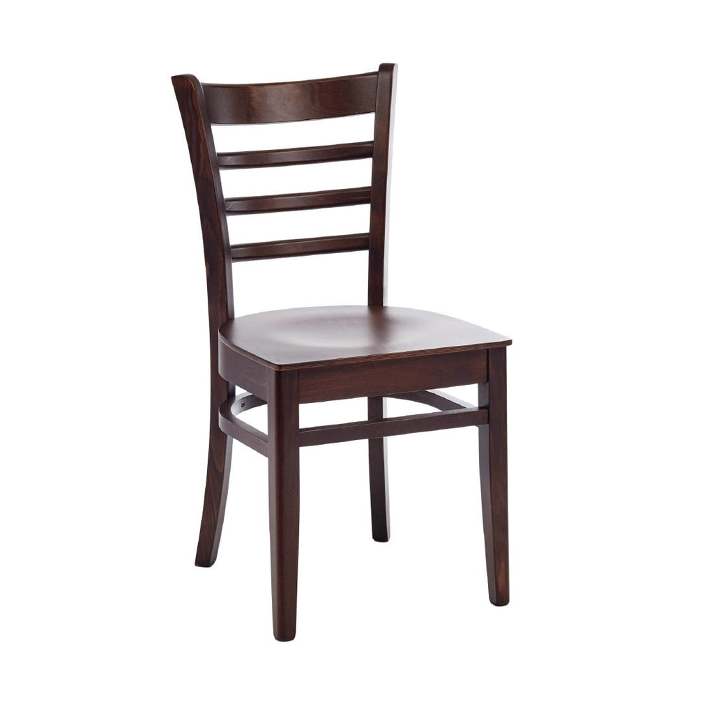 Fameg Slatted Side Chairs Walnut Finish (Pack of 2) by Fameg - Lordwell Catering Equipment