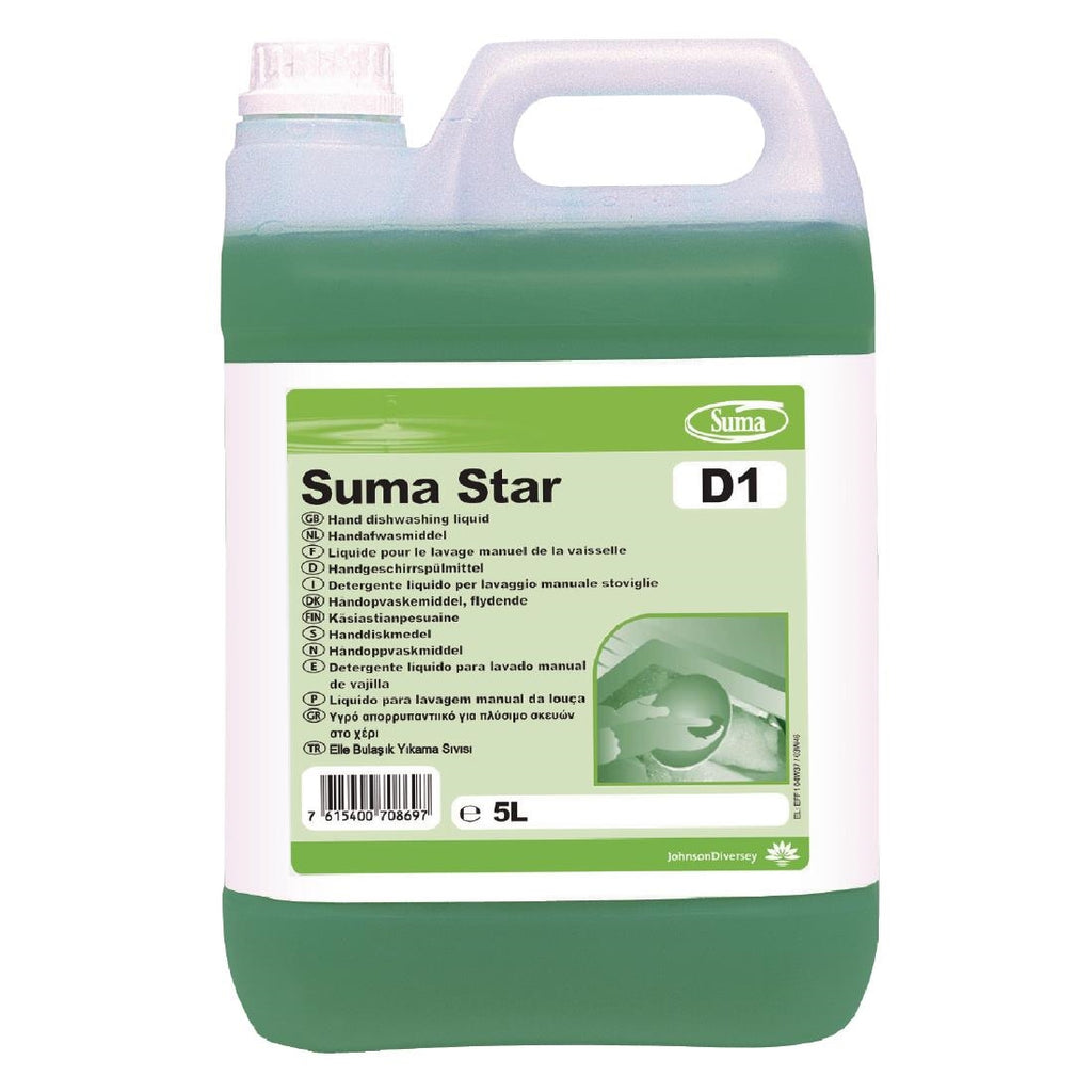 Suma Star D1 Washing Up Liquid Concentrate 5Ltr (2 Pack) by Diversey - Lordwell Catering Equipment
