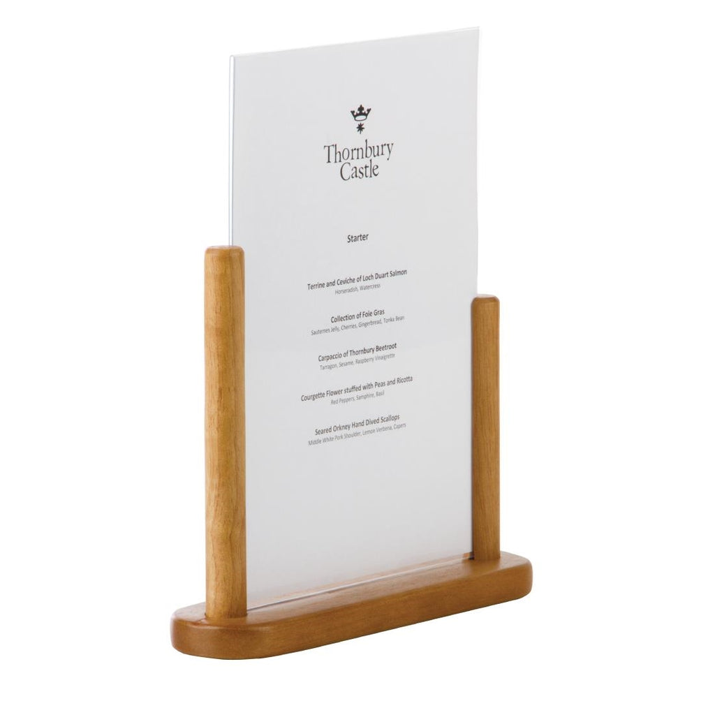 Securit Acrylic Menu Holder With Wooden Frame A4 by Securit - Lordwell Catering Equipment