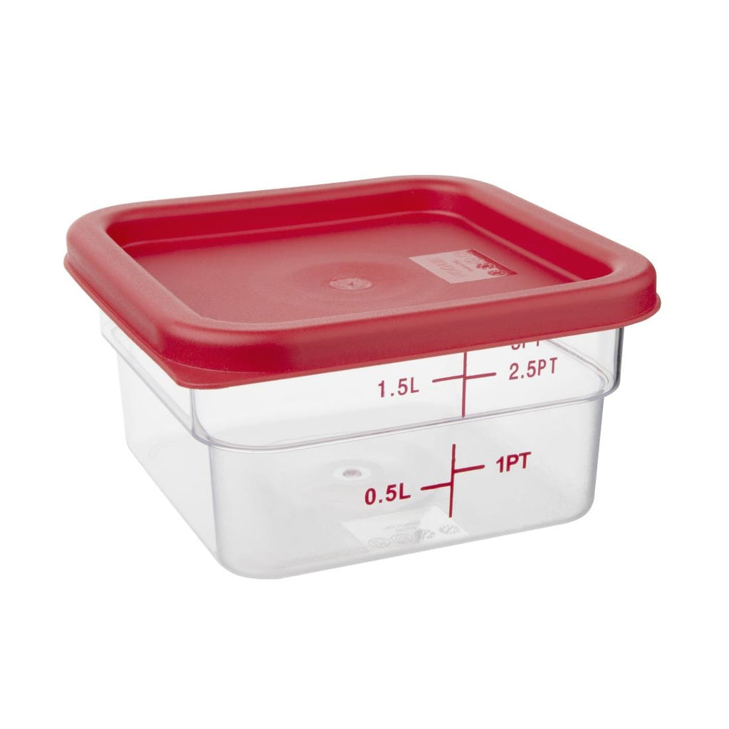 Hygiplas Square Food Storage Container Lid Red Small by Hygiplas - Lordwell Catering Equipment
