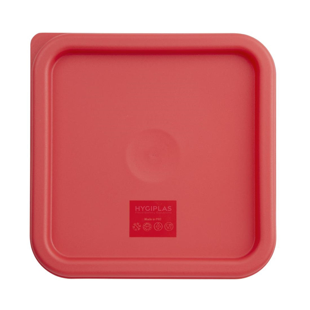 Hygiplas Square Food Storage Container Lid Red Medium by Hygiplas - Lordwell Catering Equipment