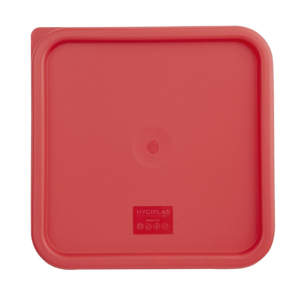 Hygiplas Square Food Storage Container Lid Red Large by Hygiplas - Lordwell Catering Equipment