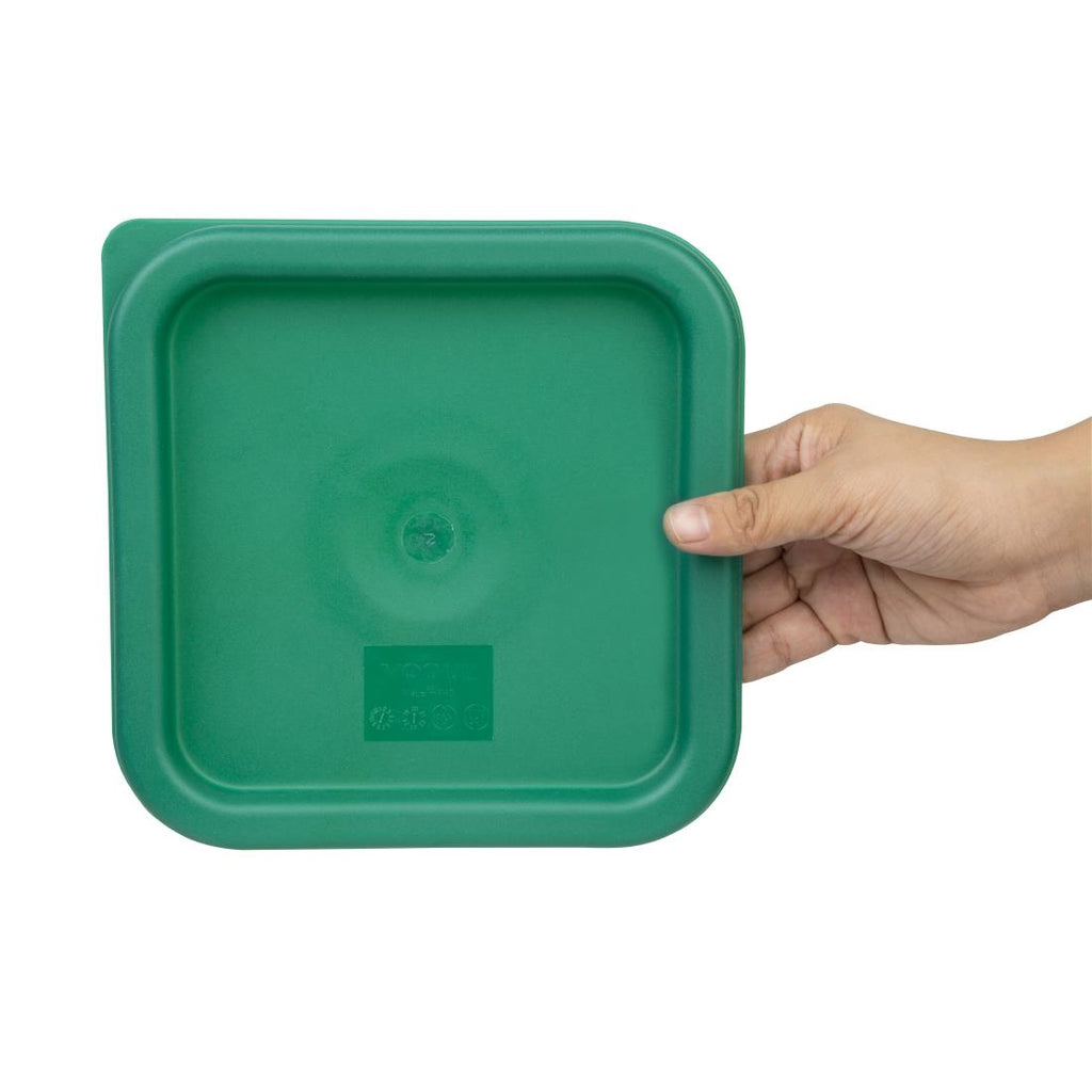 Hygiplas Polycarbonate Square Food Storage Container Lid Green Small by Hygiplas - Lordwell Catering Equipment