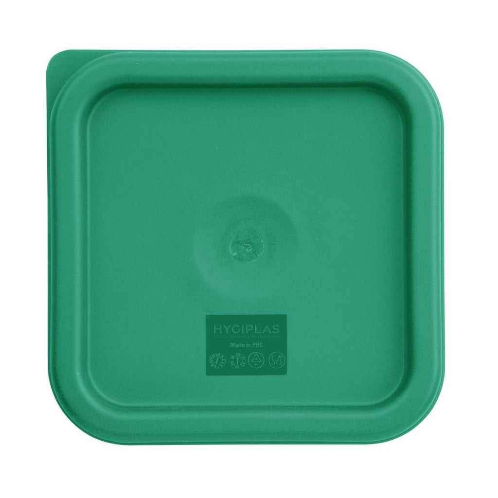 Hygiplas Polycarbonate Square Food Storage Container Lid Green Small by Hygiplas - Lordwell Catering Equipment