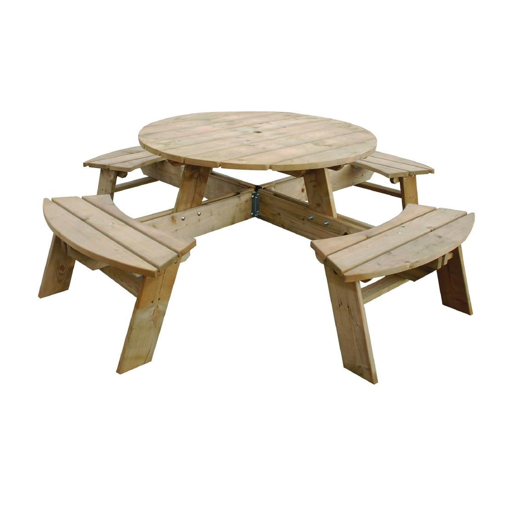 Rowlinson Round Wooden Picnic Table 6.5ft by Rowlinson - Lordwell Catering Equipment
