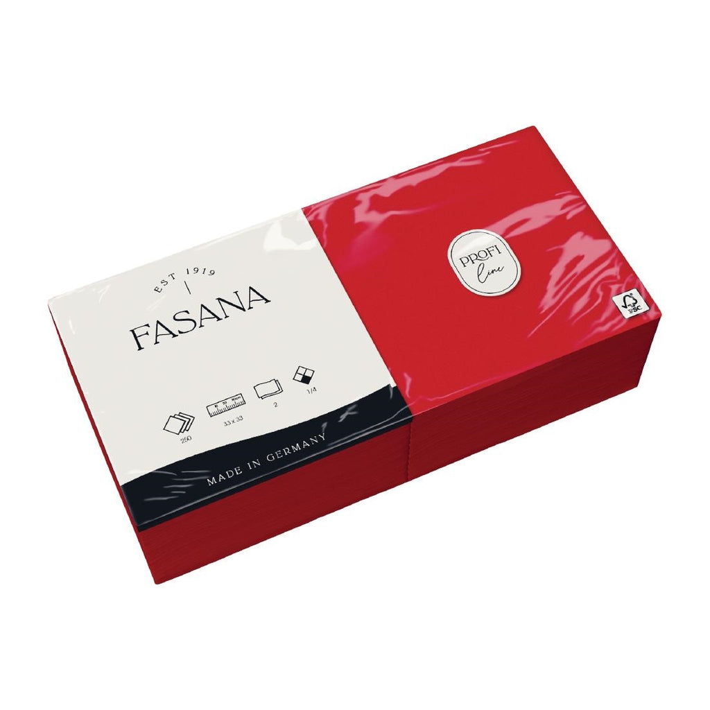 Fasana Lunch Napkin Red 33x33cm 2ply 1/4 Fold (Pack of 1500) by Fasana - Lordwell Catering Equipment