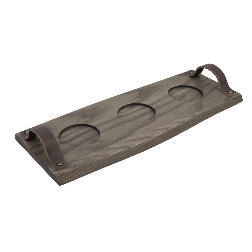 Olympia Ash Wood Serving Platter with Leather Handles 370mm by Olympia - Lordwell Catering Equipment