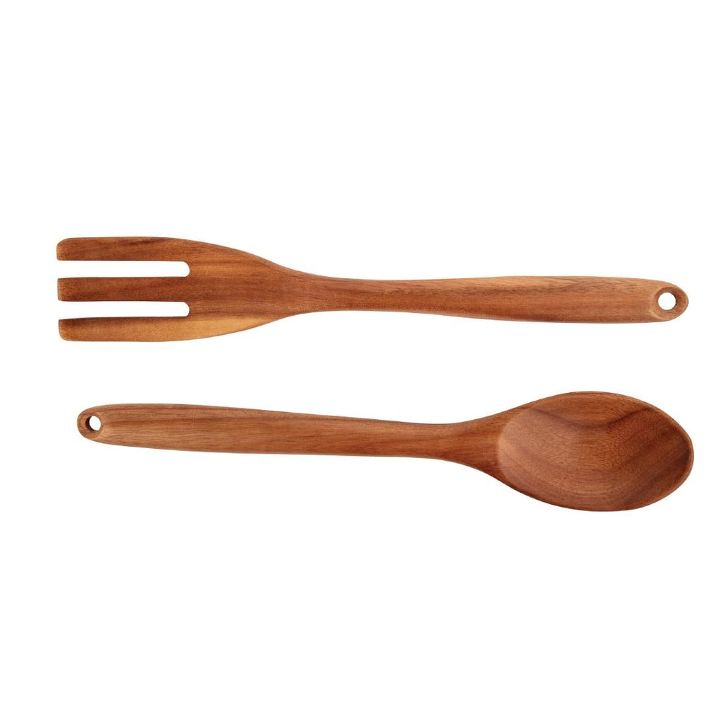 Olympia Wooden Salad Tong and Spoon Set by Olympia - Lordwell Catering Equipment