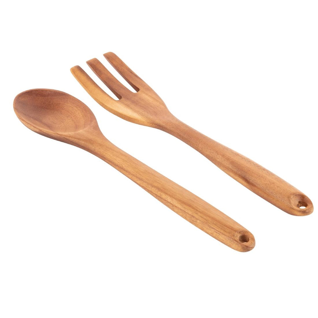 Olympia Wooden Salad Tong and Spoon Set by Olympia - Lordwell Catering Equipment