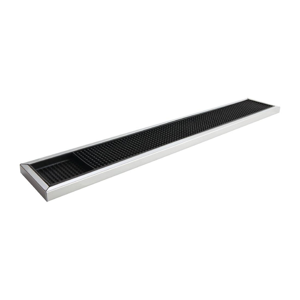 Beaumont Rubber Bar Mat with Stainless Steel Frame 600 x 100mm by Beaumont - Lordwell Catering Equipment