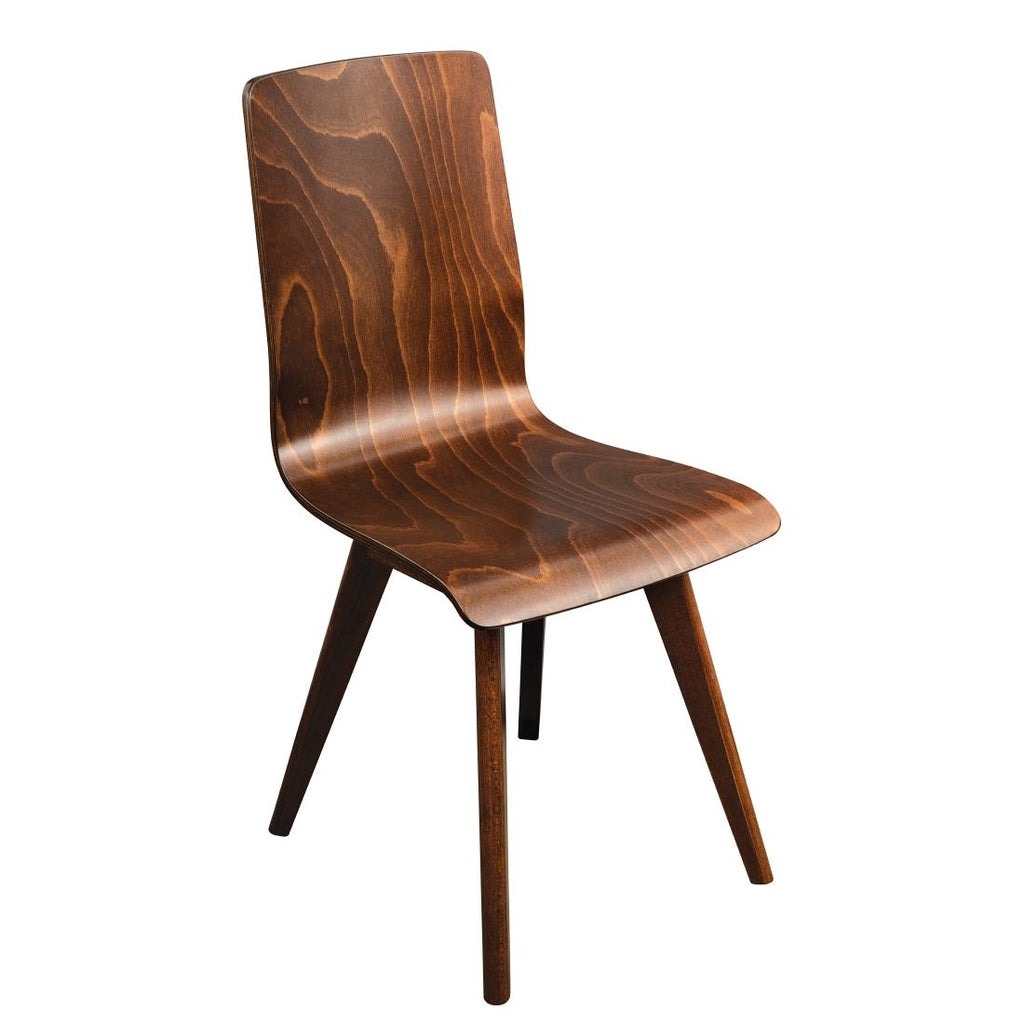 Fameg Wooden Flow Bentwood Walnut Side Chairs (Pack of 2) by Fameg - Lordwell Catering Equipment