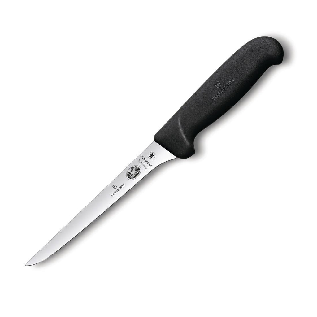Victorinox Fibrox Boning Knife Curved Edge Narrow Flexible Blade 15cm by Victorinox - Lordwell Catering Equipment