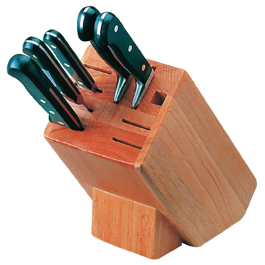 Vogue Wooden Knife Block 9 Slots by Vogue - Lordwell Catering Equipment