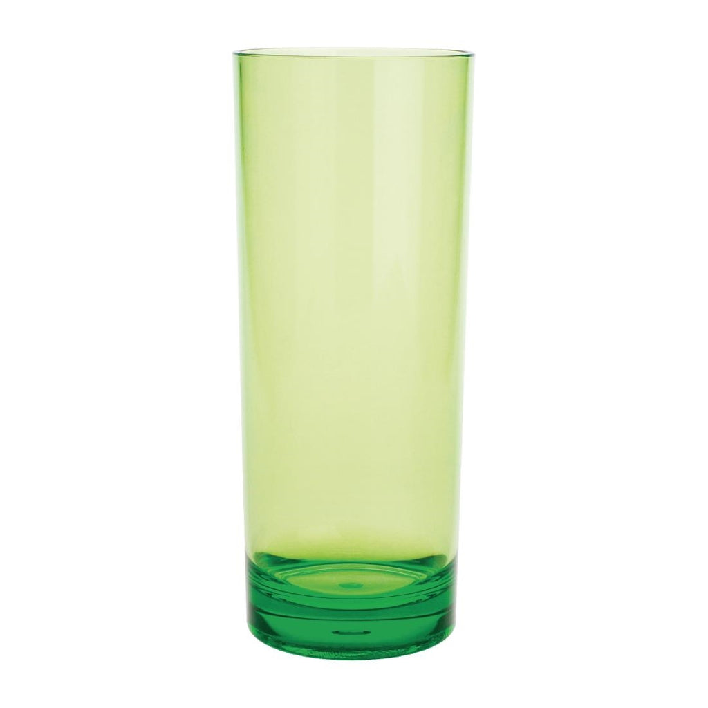 Kristallon Polycarbonate Hi Ball Glasses Green 360ml (Pack of 6) by Olympia - Lordwell Catering Equipment
