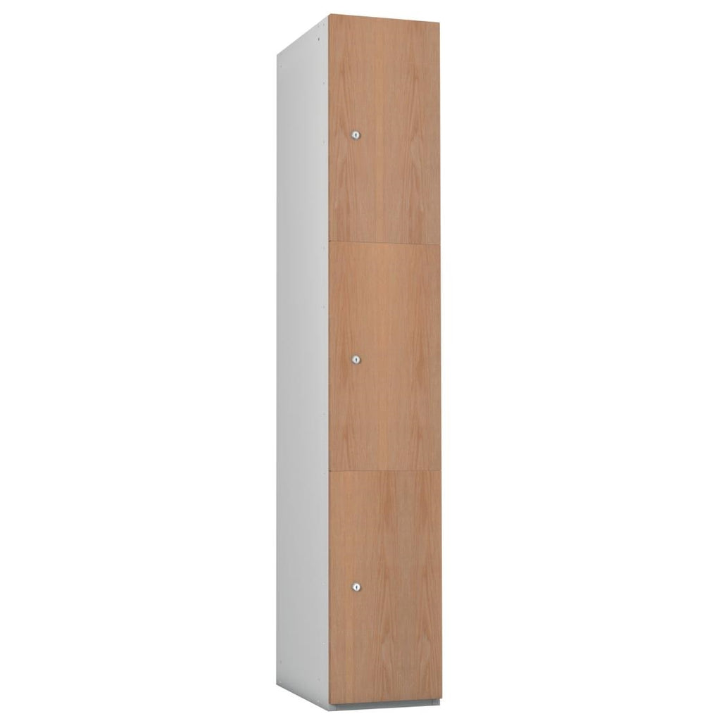 Timberbox Three Door Electronic Combination Lock Locker Oak Finish by Timberbox - Lordwell Catering Equipment