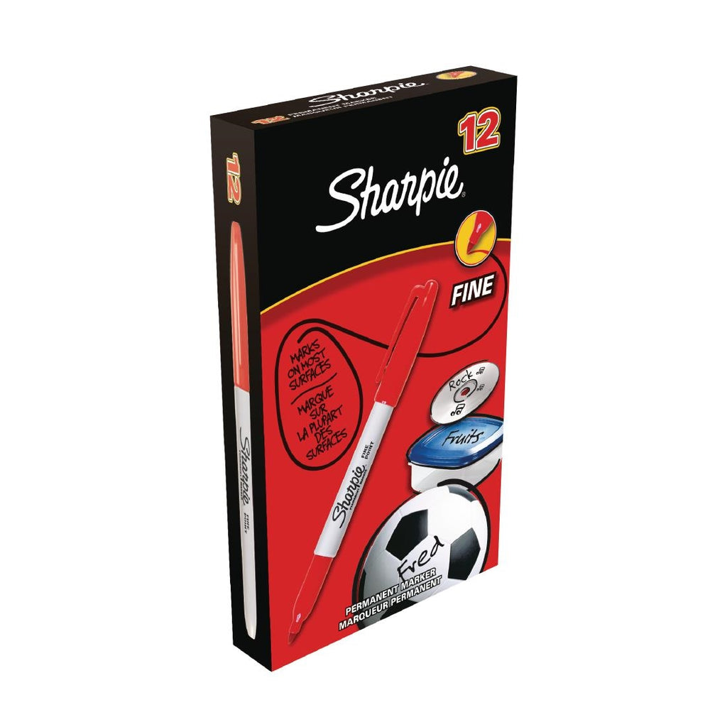 Sharpie Fine Permanent Marker Red 12 Pack by Sharpie - Lordwell Catering Equipment
