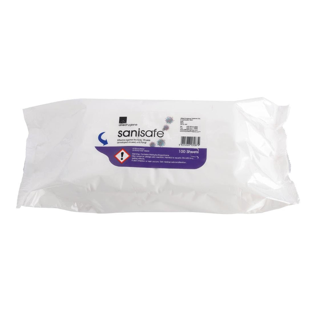 Sanisafe Anti-Viral Surface Wipes (100 Pack) by Non Branded - Lordwell Catering Equipment