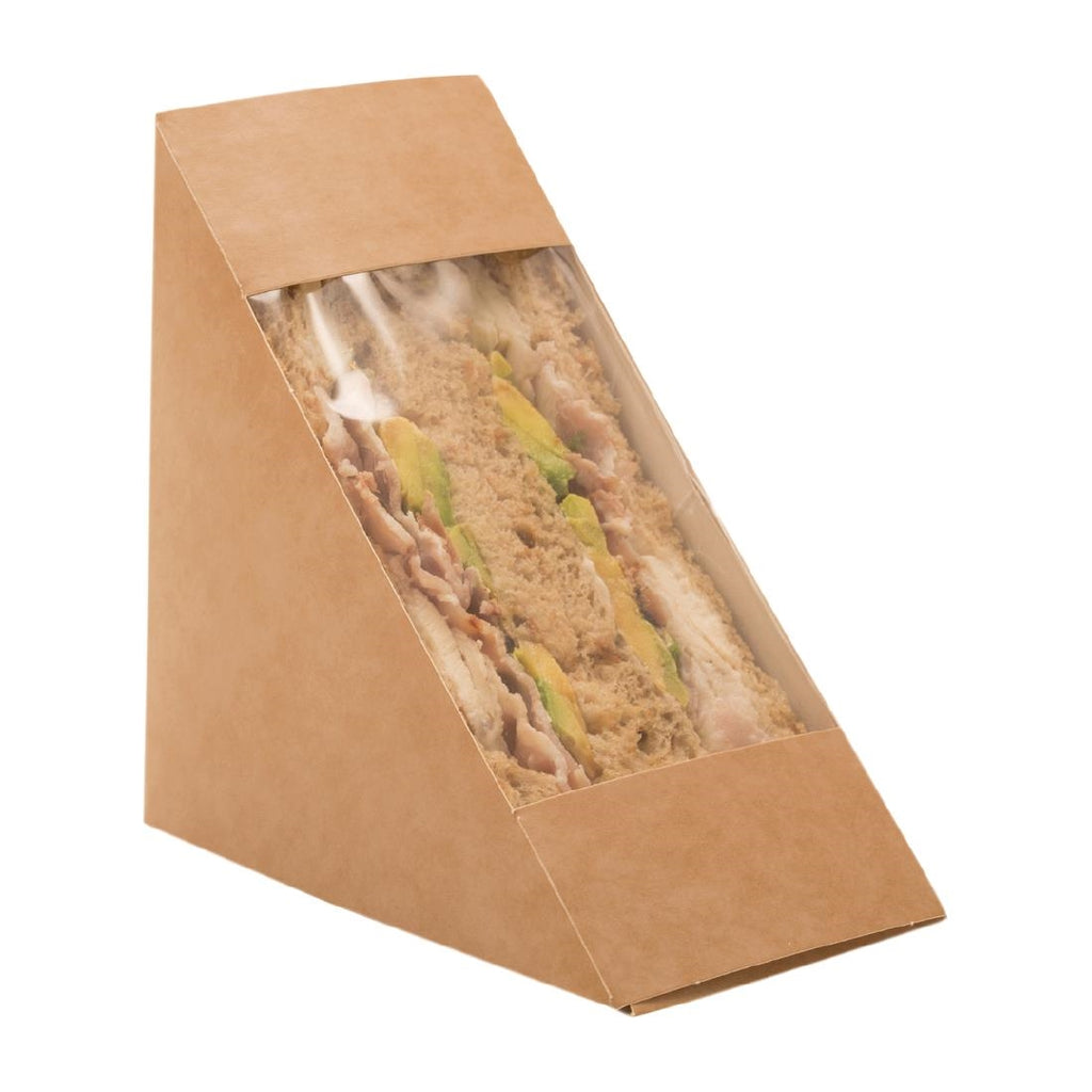 Colpac Recyclable Kraft Front-Loading Sandwich Wedges With PLA Window (Pack of 500) by Colpac - Lordwell Catering Equipment