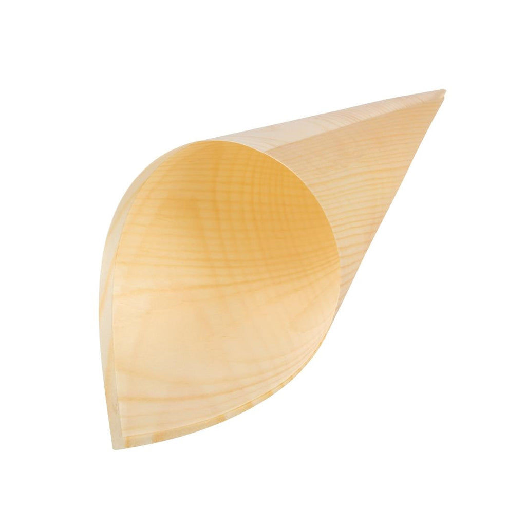 Fiesta Compostable Wooden Canape Cones 75mm (Pack of 100) by Fiesta - Lordwell Catering Equipment