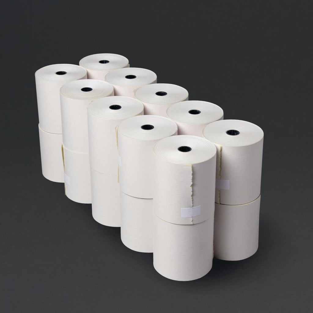Olympia Non-Thermal 2ply White and Yellow Till Roll 76 x 70mm (Pack of 20) by Fiesta - Lordwell Catering Equipment