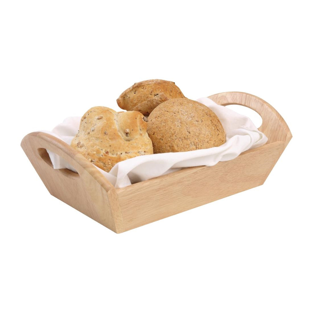 Hevea Wood Bread Basket with Handles DL147