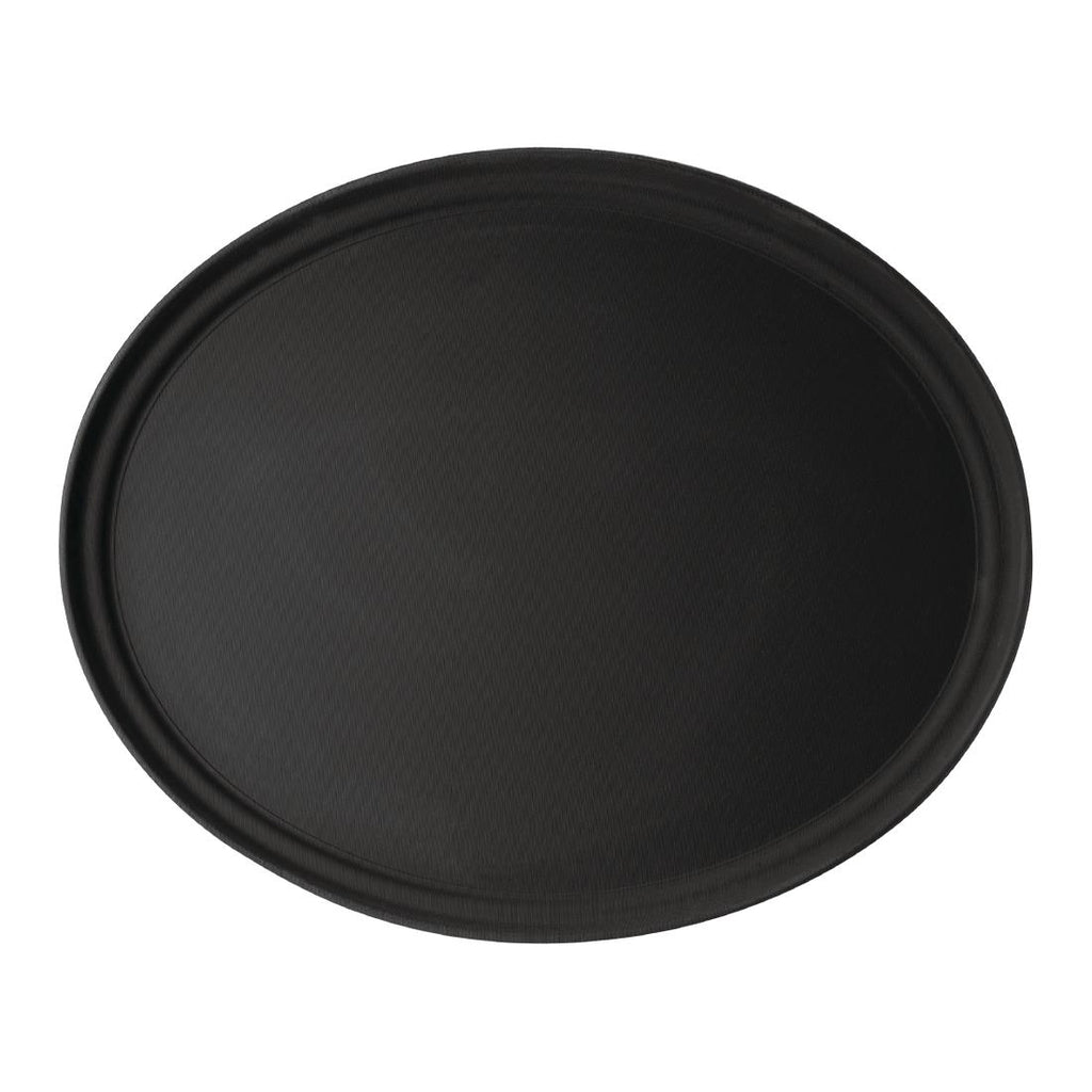 Cambro Camtread Large Fibreglass Oval Non-Slip Tray Black 600mm DM783