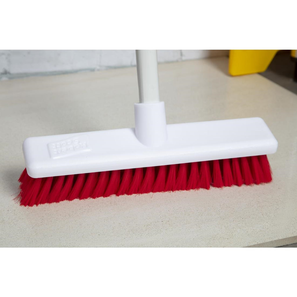 Jantex Hygiene Broom Soft Bristle Red 12in DN830