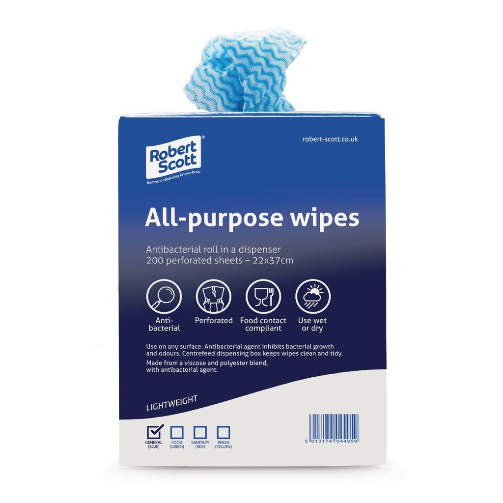 Robert Scott All-Purpose Antibacterial Cleaning Cloths Blue (Pack of 200) DN843