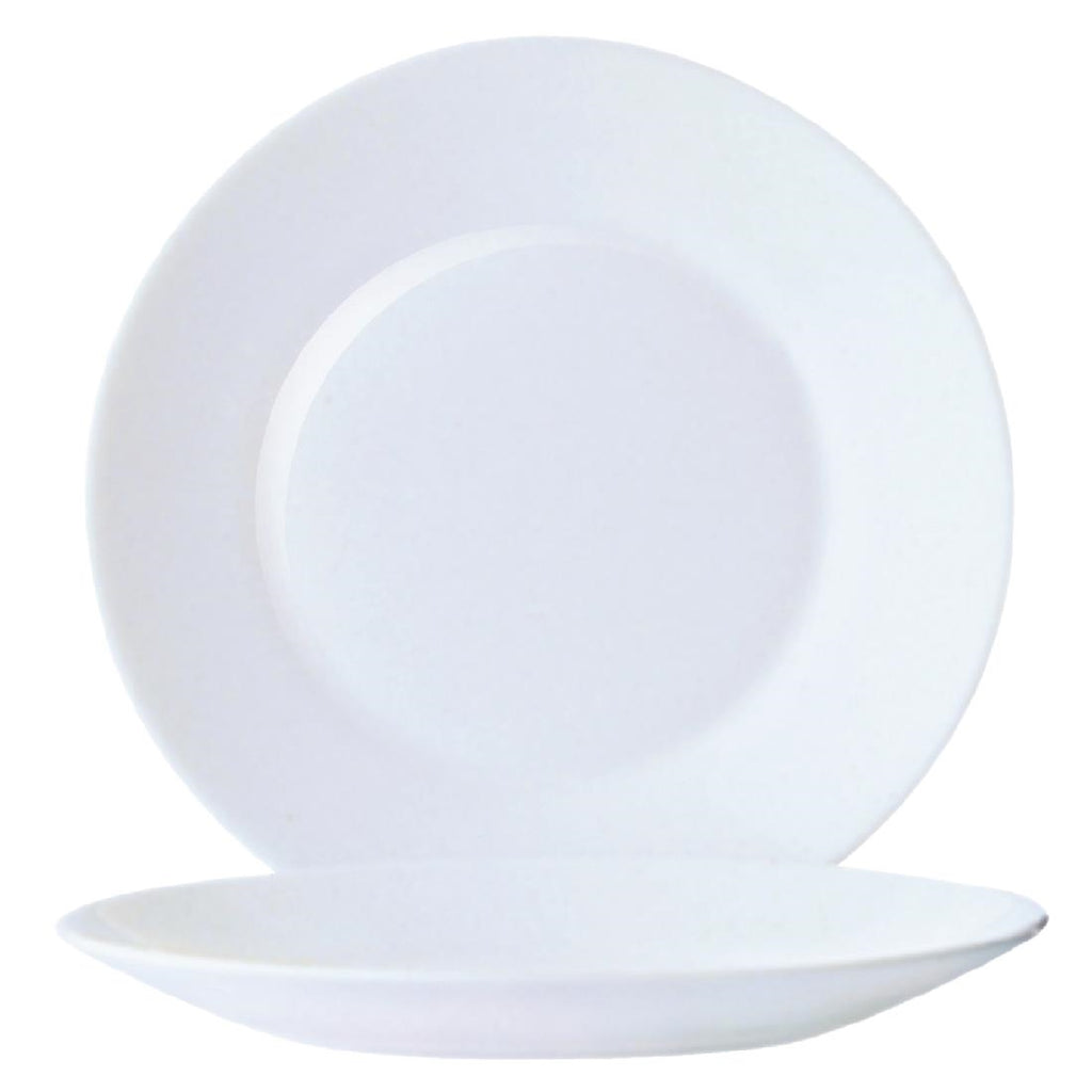 Arcoroc Opal Restaurant Wide Rim Plates 254mm (Pack of 6) DP064