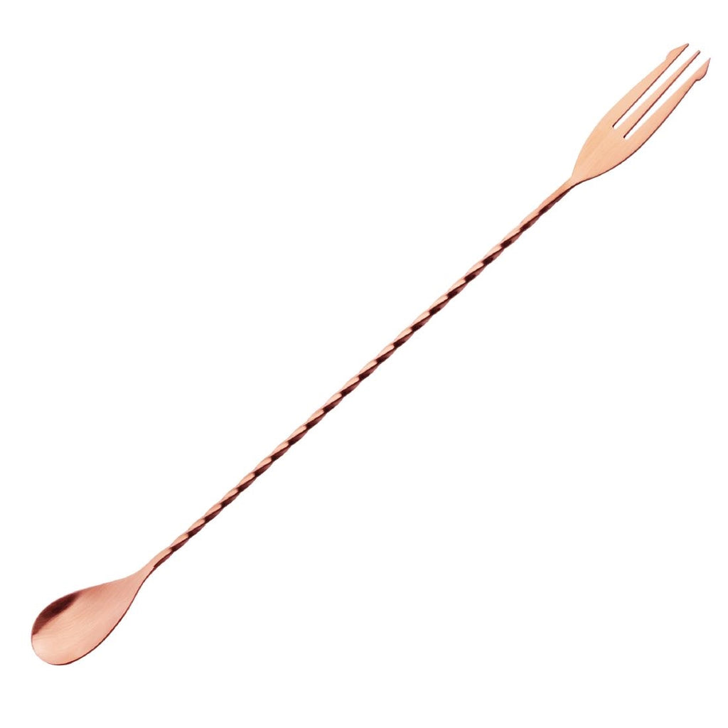 Olympia Cocktail Mixing Spoon with Fork Copper DR616