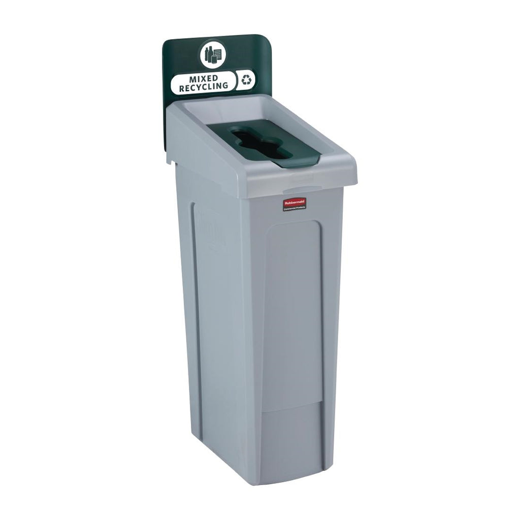 Rubbermaid Slim Jim Mixed Recycling Station Green 87Ltr DY084
