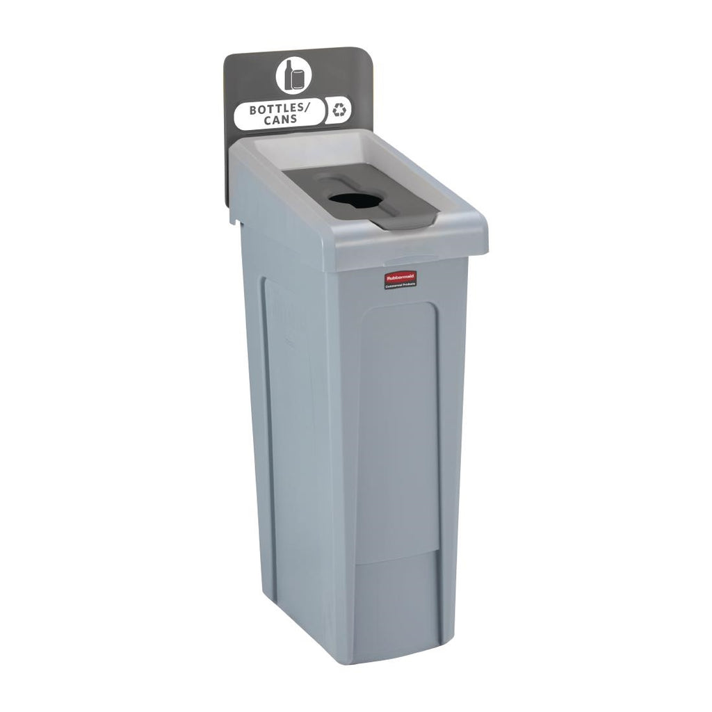 Rubbermaid Slim Jim Bottles and Cans Recycling Station Dark Grey 87Ltr DY089