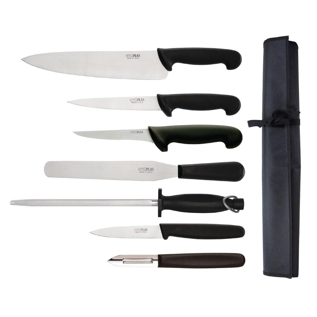 Hygiplas 7 Piece Knife Starter Set With 26.5cm Chef Knife and Roll Bag F203