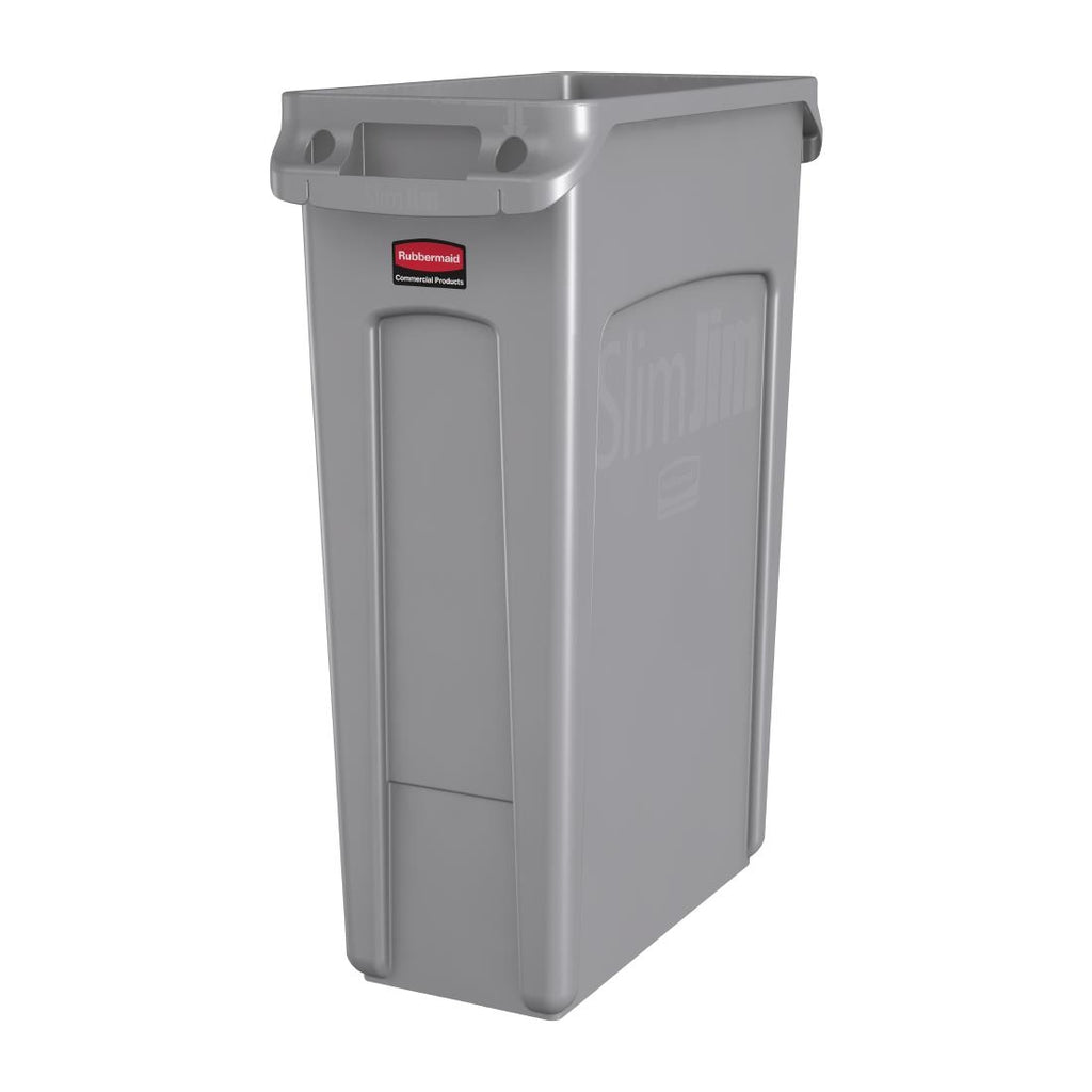 Rubbermaid Slim Jim Container With Venting Channels Grey 87Ltr F649