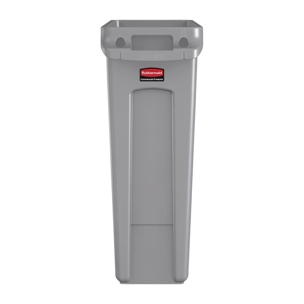 Rubbermaid Slim Jim Container With Venting Channels Grey 87Ltr F649