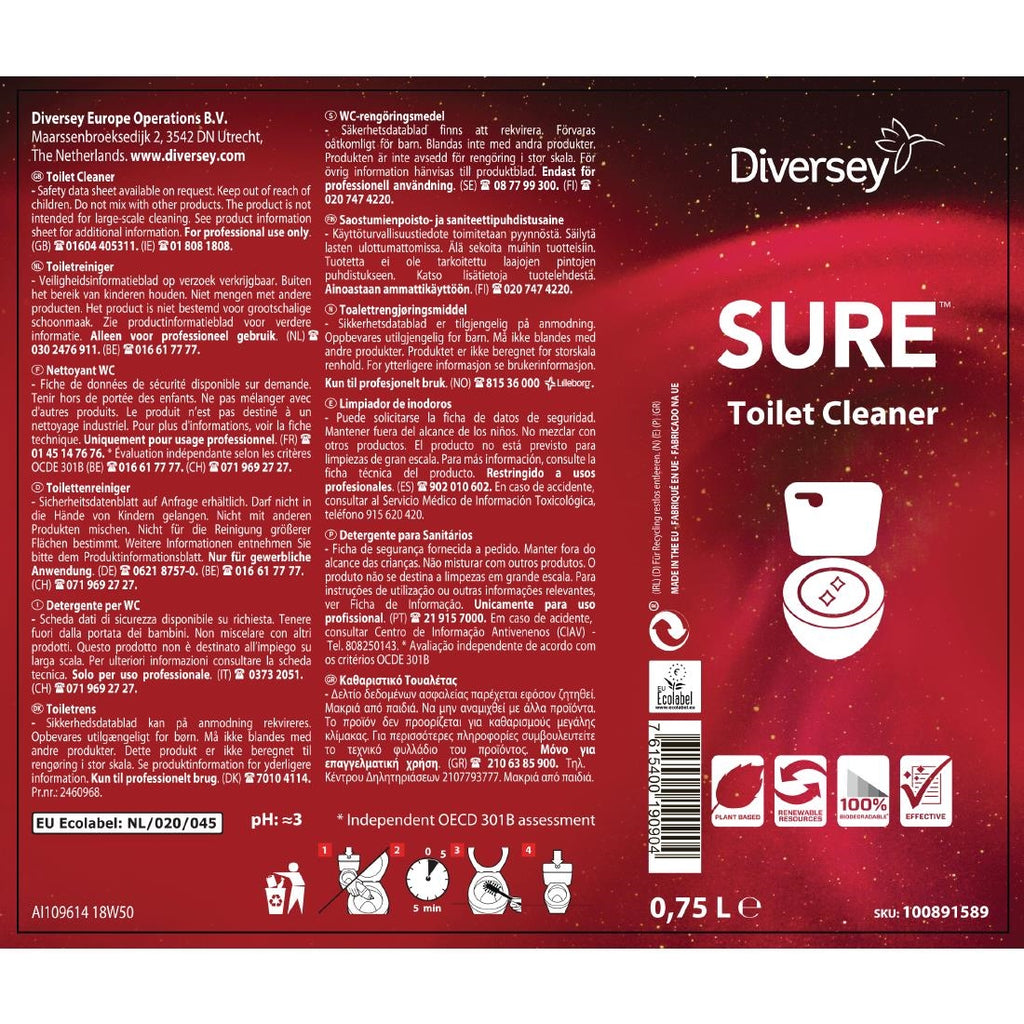 SURE Toilet Cleaner Ready To Use 750ml (6 Pack) FA231