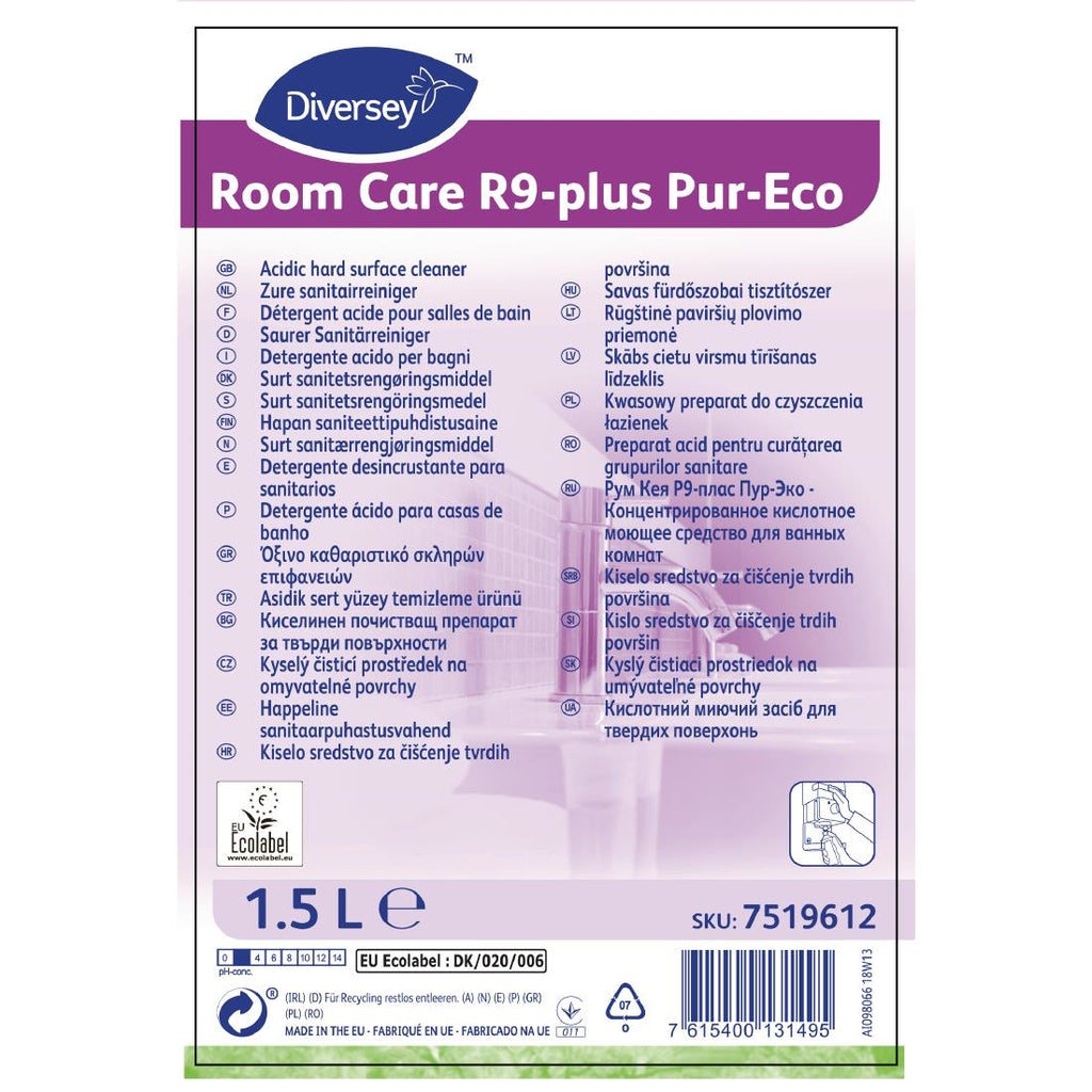 Room Care R9-plus Pur-Eco Bathroom Cleaner Concentrate 1.5Ltr (2 Pack) FA268