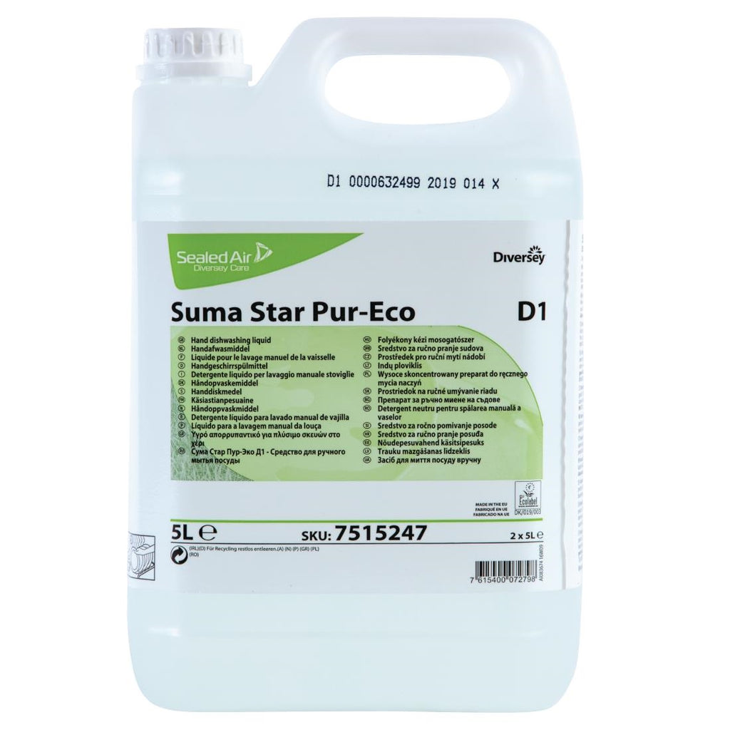Suma Star D1 Pur-Eco Washing Up Liquid Concentrate 5Ltr (2 Pack) FA465
