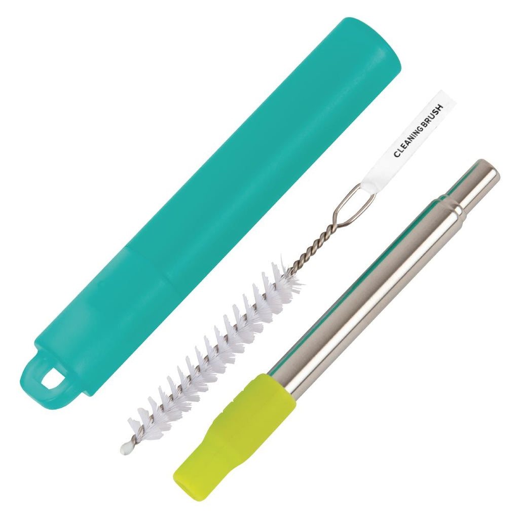 Zoku Reusable Stainless Steel Pocket Straw Teal FA558