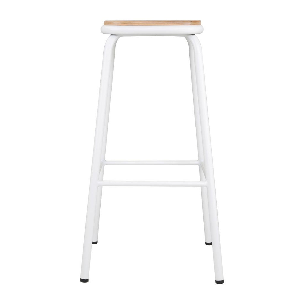 Bolero Cantina High Stools with Wooden Seat Pad White (Pack of 4) FB939