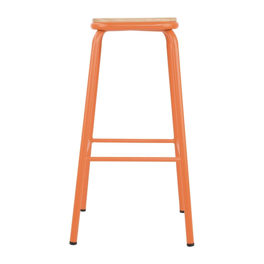 Bolero Cantina High Stools with Wooden Seat Pad Orange (Pack of 4) FB940