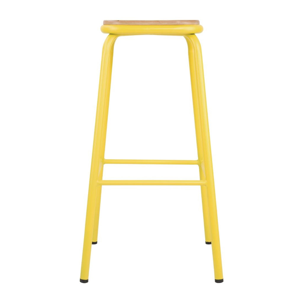 Bolero Cantina High Stools with Wooden Seat Pad Yellow (Pack of 4) FB941