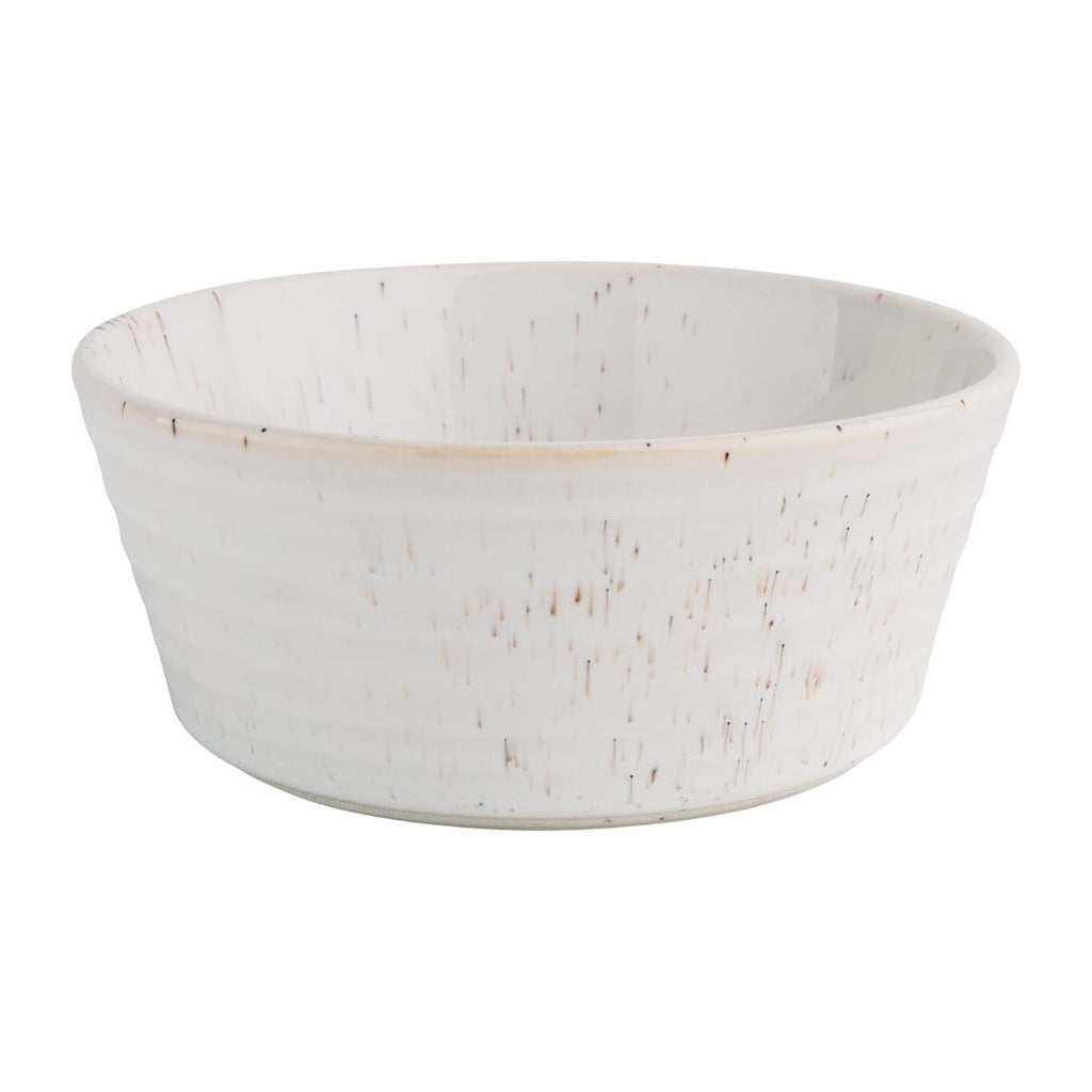 Olympia Cavolo Flat Round Bowls White Speckle 143mm (Pack of 6) FD900