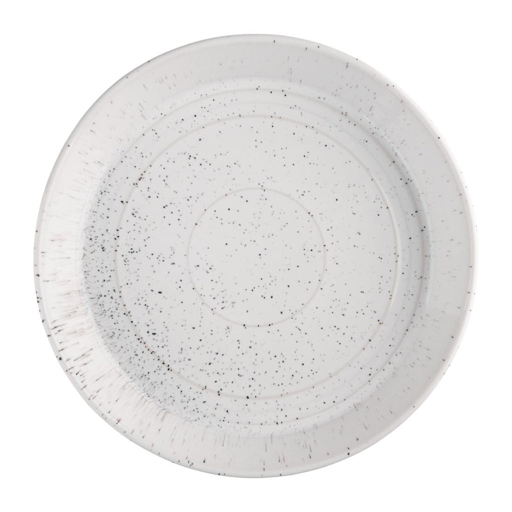 Olympia Cavolo Flat Round Bowls White Speckle 220mm (Pack of 4) FD901