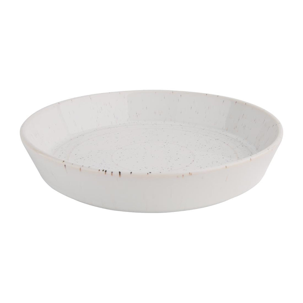 Olympia Cavolo Flat Round Bowls White Speckle 220mm (Pack of 4) FD901