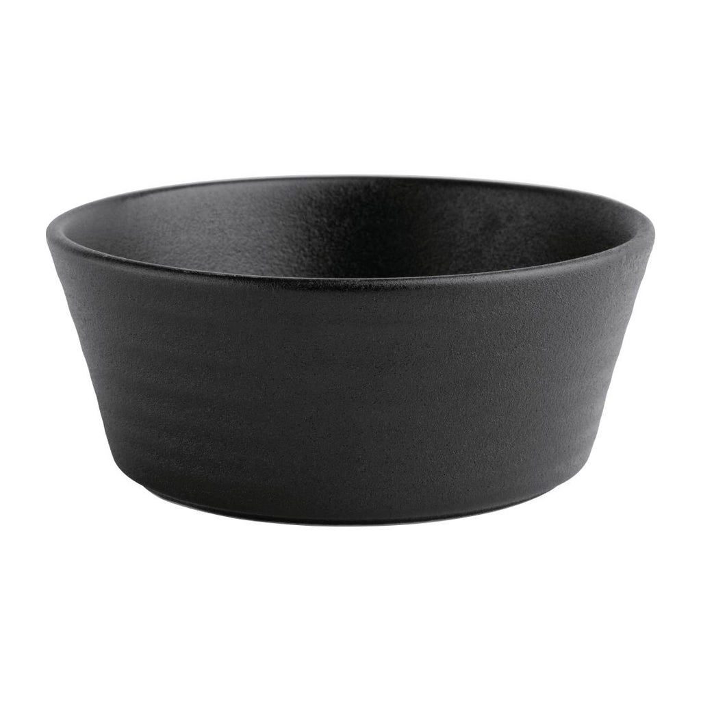 Olympia Cavolo Flat Round Bowls Textured Black 143mm (Pack of 6) FD906